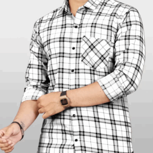 men regular fit checkered spread collar casual shirt (copy)